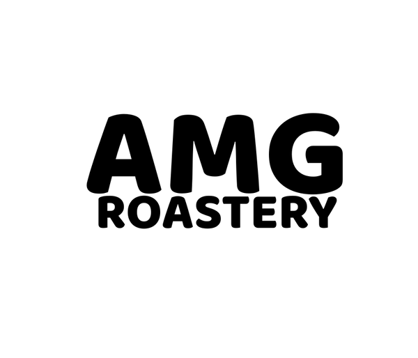 AMG Roastery logo in black with transparent background for specialty coffee brand